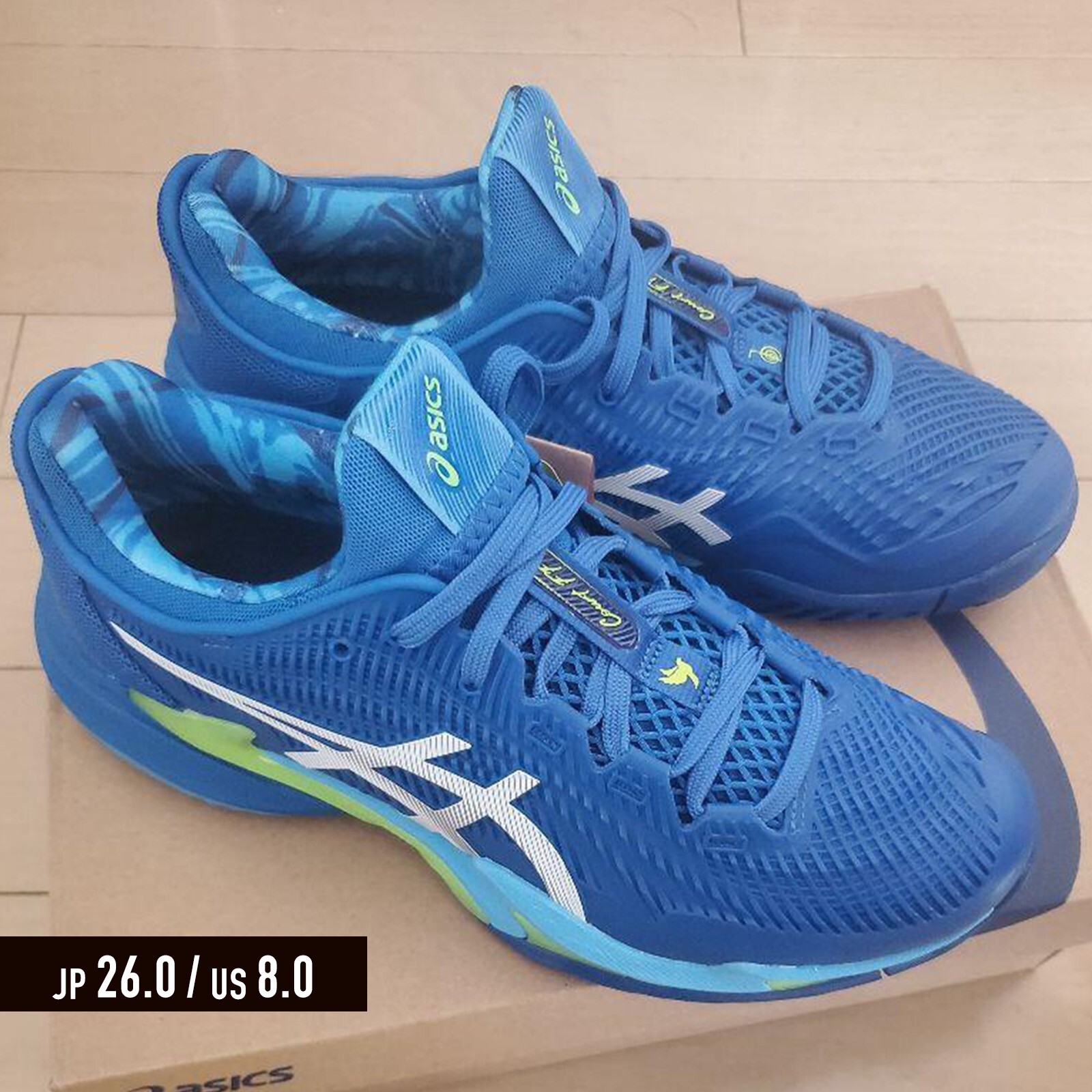 ASICS COURT FF 3 NOVAK TUNA BLUE WHITE JP26.0 US8 Sneakers Tennis