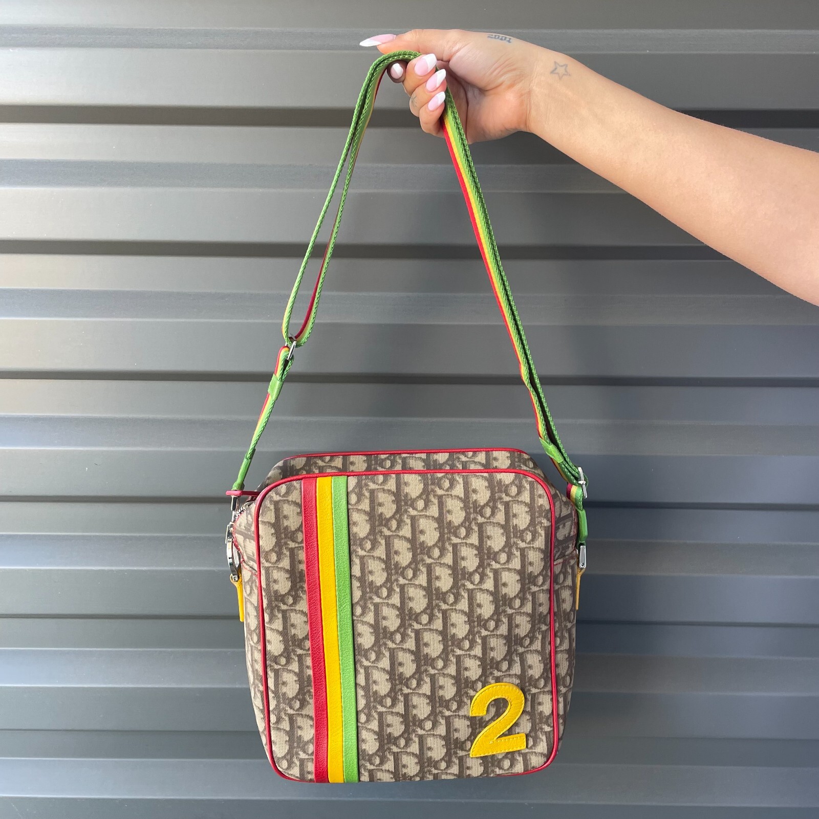 CHRISTIAN DIOR 2004 Rasta Galliano Diorissimo Canvas Crossbody