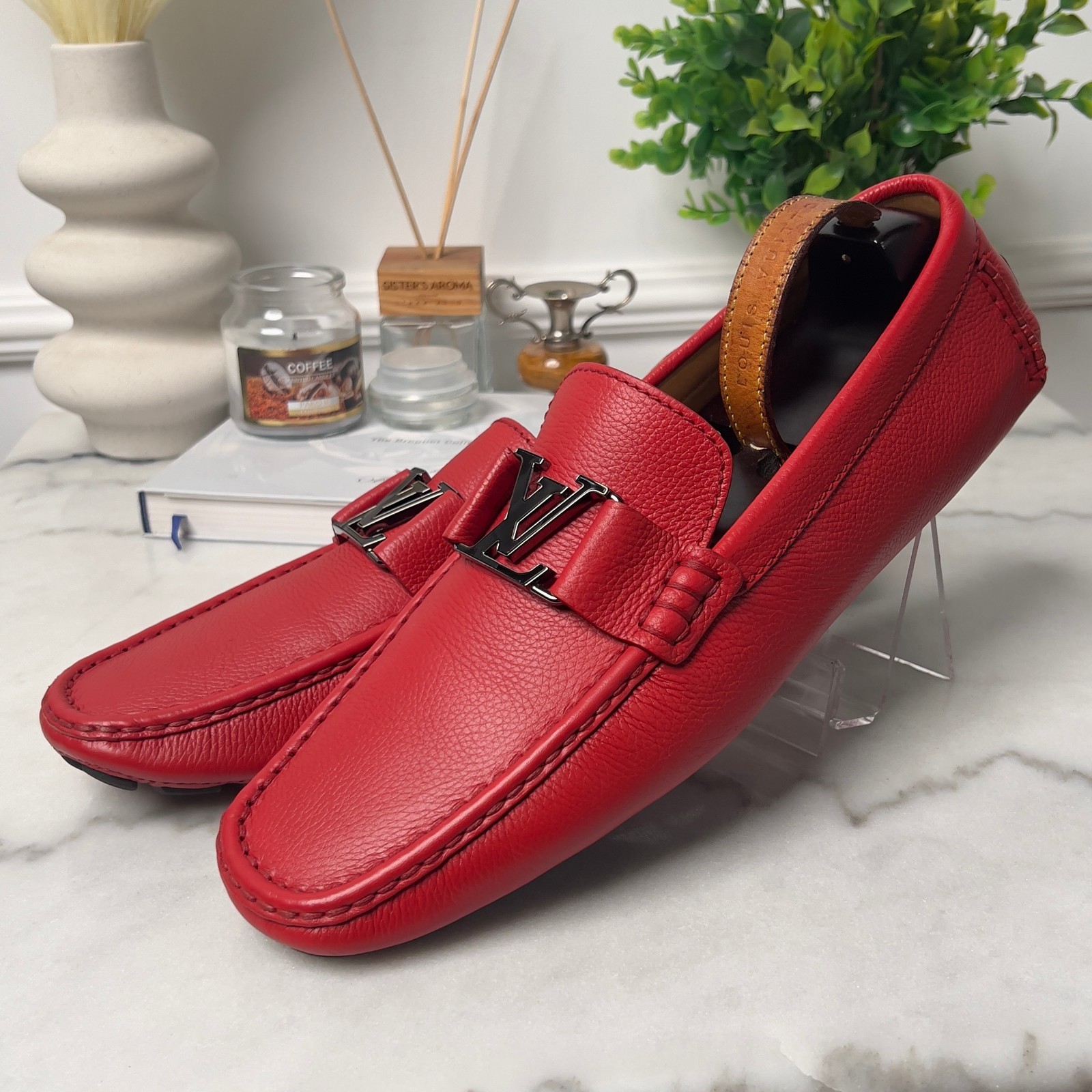 Louis Vuitton Monte Carlo Driving Moccasin Red Leather 10.5 LV