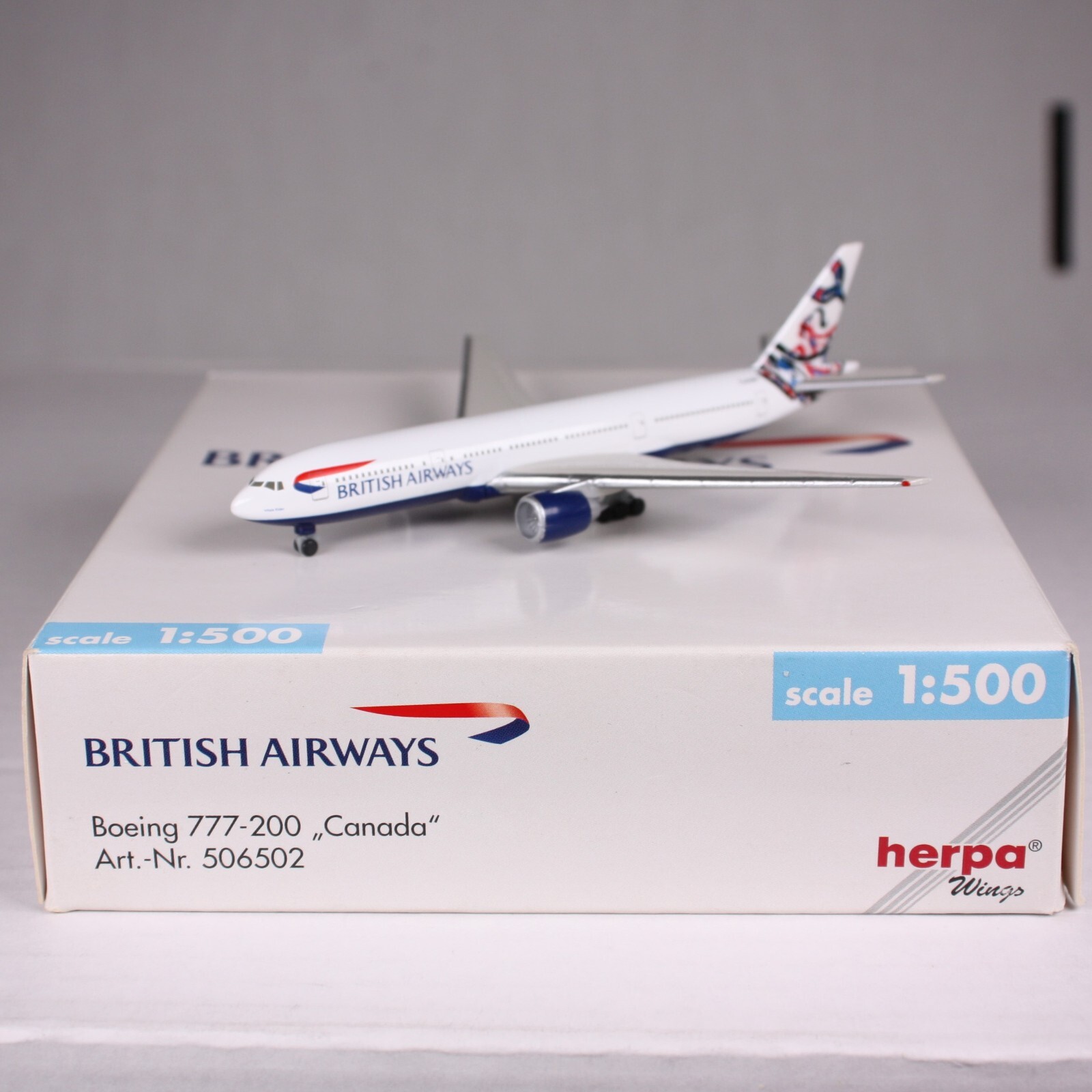 Herpa 506502 British Airways Canada Boeing 777-200 1:500 Model