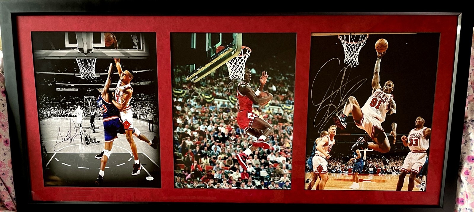 Michael Jordan Scottie Pippen Dennis Rodman signed Bulls 16x20