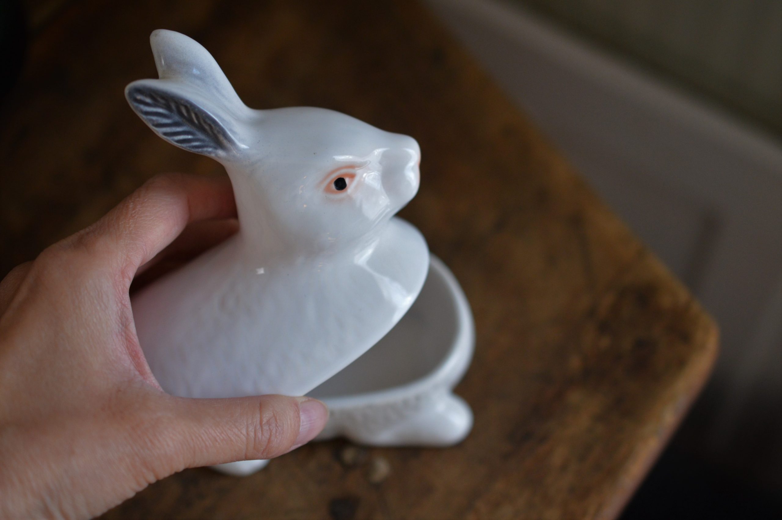 白い兎のテリーヌポット Michel Caugant faïence France – Tsubame Märkt