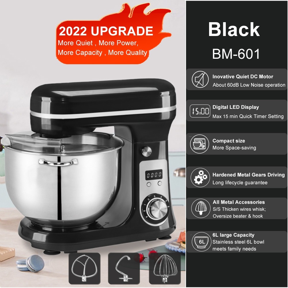 BioloMix 6L/5L 6-speed Kitchen Food Stand Mixer BM601