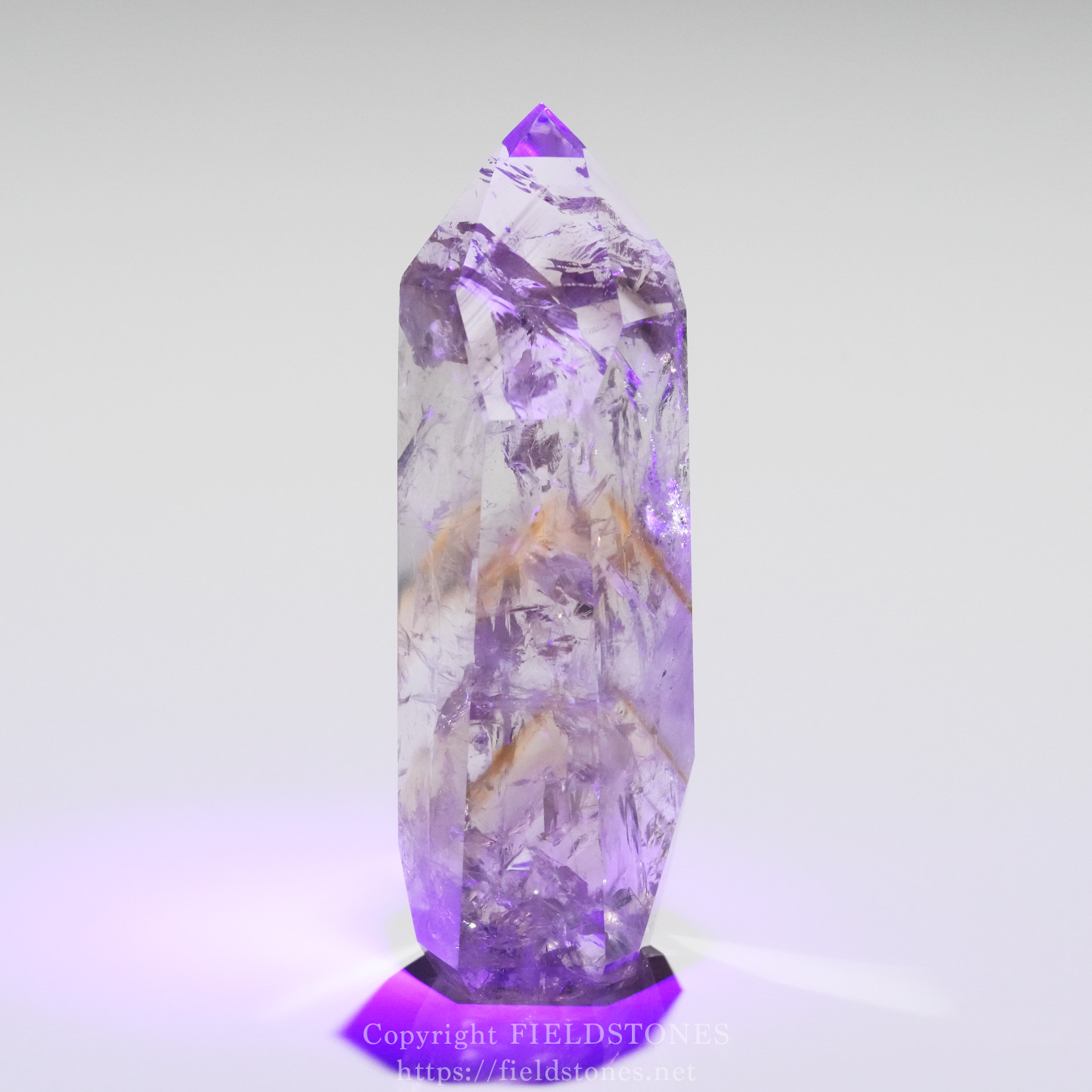 発光ゴールデンファントムアメジストポリッシュポイント - FieldStones