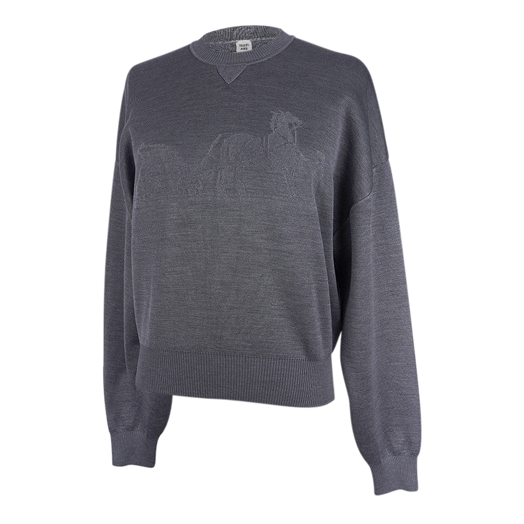 Hermes Sweater Ex Libris Grey Cashmere and Silk 34 | Mightychic