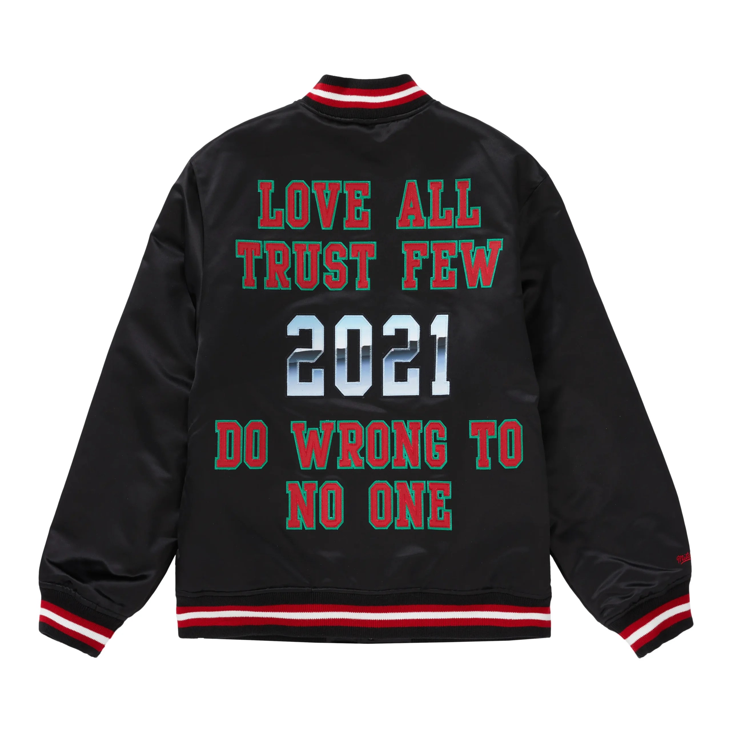 Supreme X Mitchell & Ness Satin Black Varsity Jacket