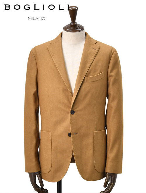 美品BOGLIOLI 新ロゴ キャメル コットン ウールジャケット サイズM