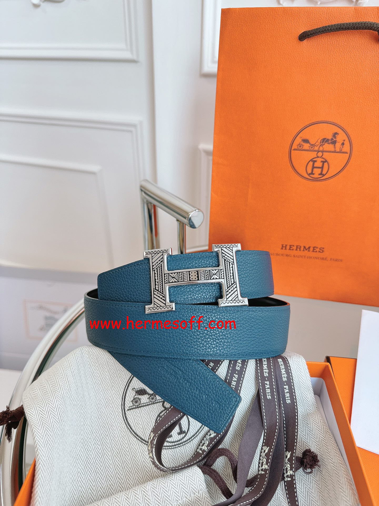 HERMES ベルトバックル 《クイズ・トゥアレグ》 & リバーシブルベルト