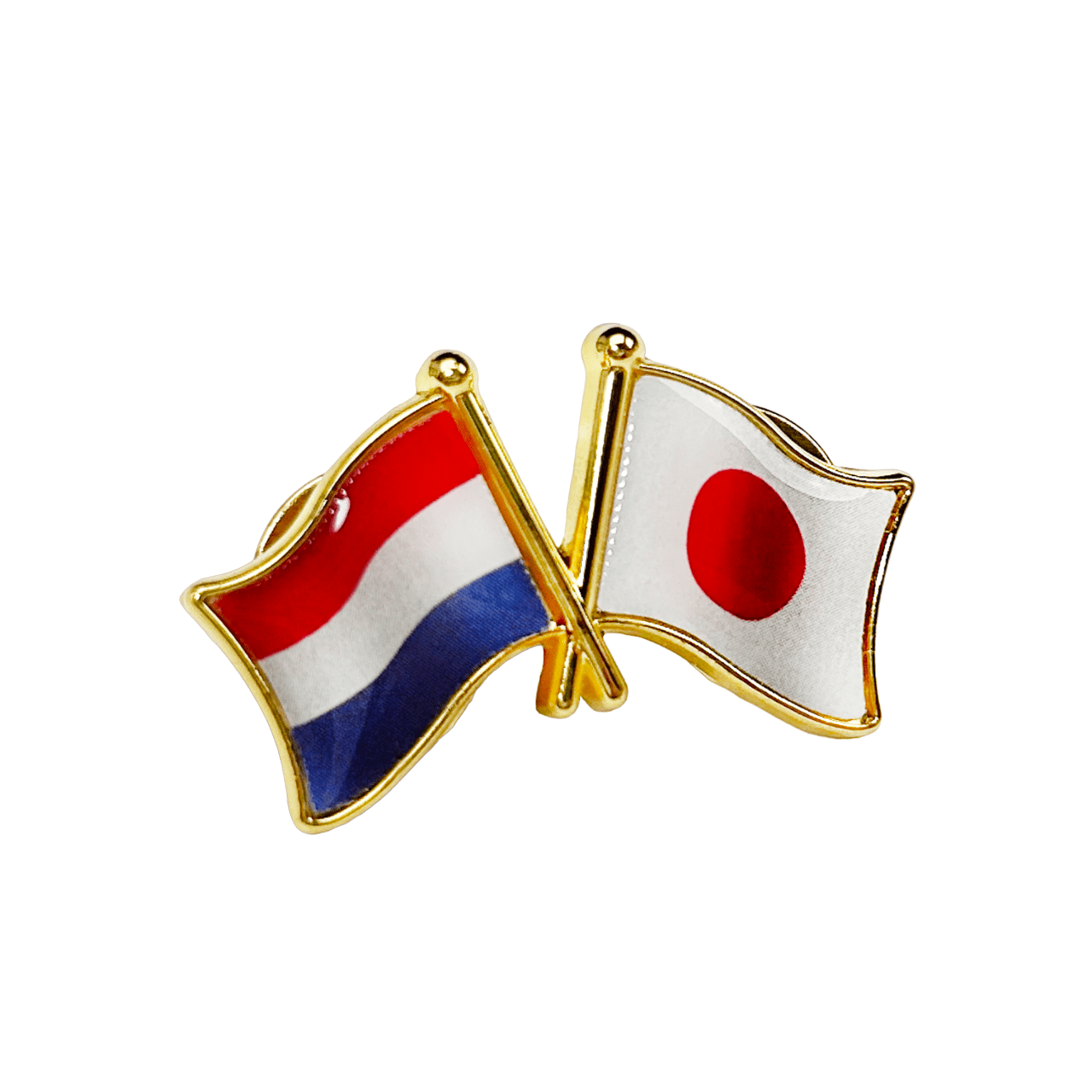 国旗ピンバッジ ダブル国旗 友好バッジ 日本とオランダ - Tokin Inc