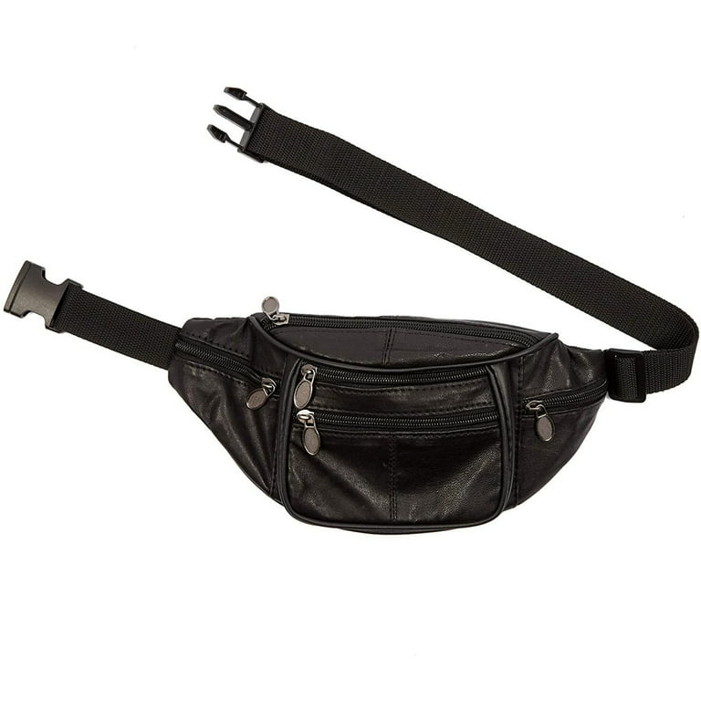 Black Sheep Leather Fanny Pack for Men & Women, Multiple Pockets