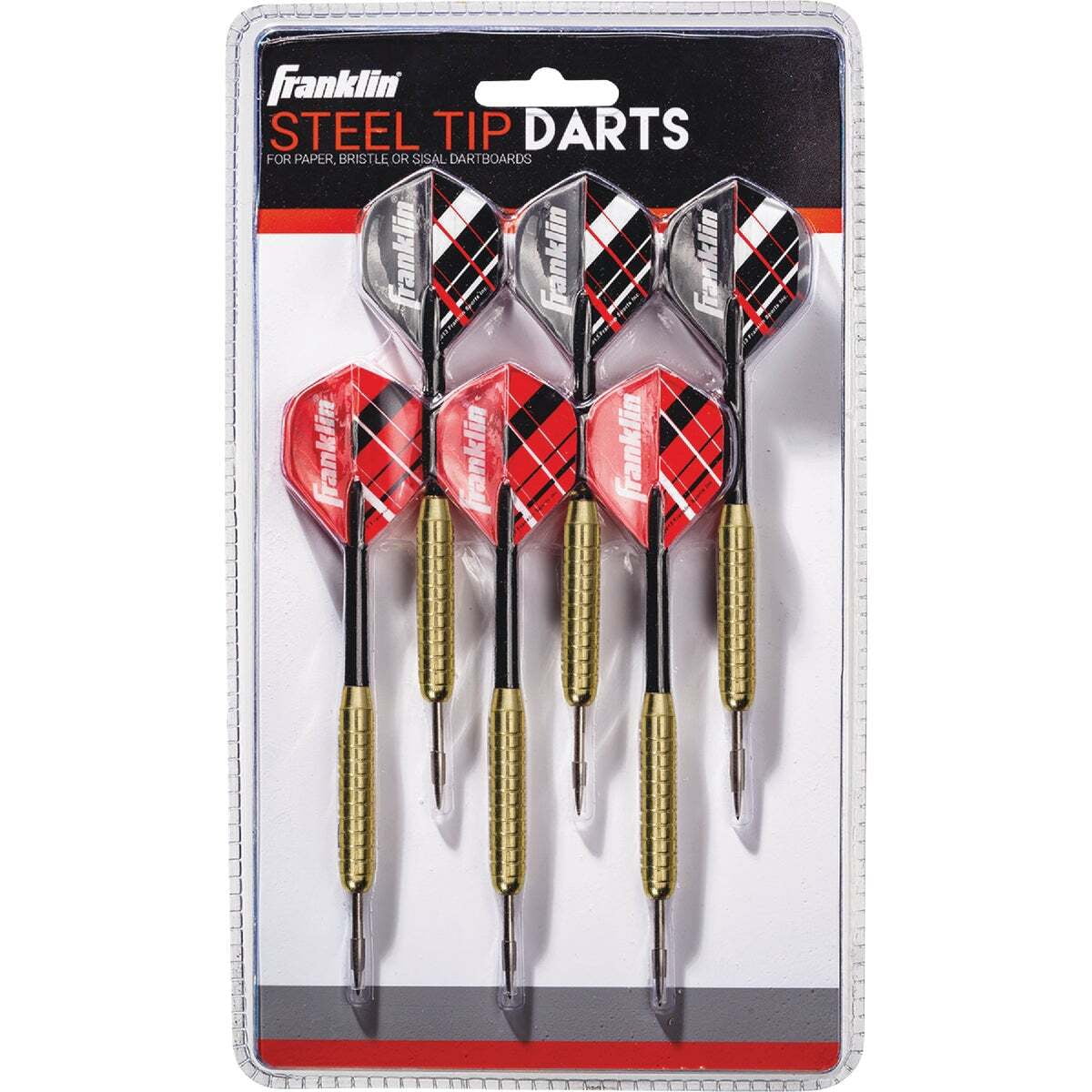 Franklin Sports Steel Tip Darts Set - 6 Pack of 18 Gram Steel
