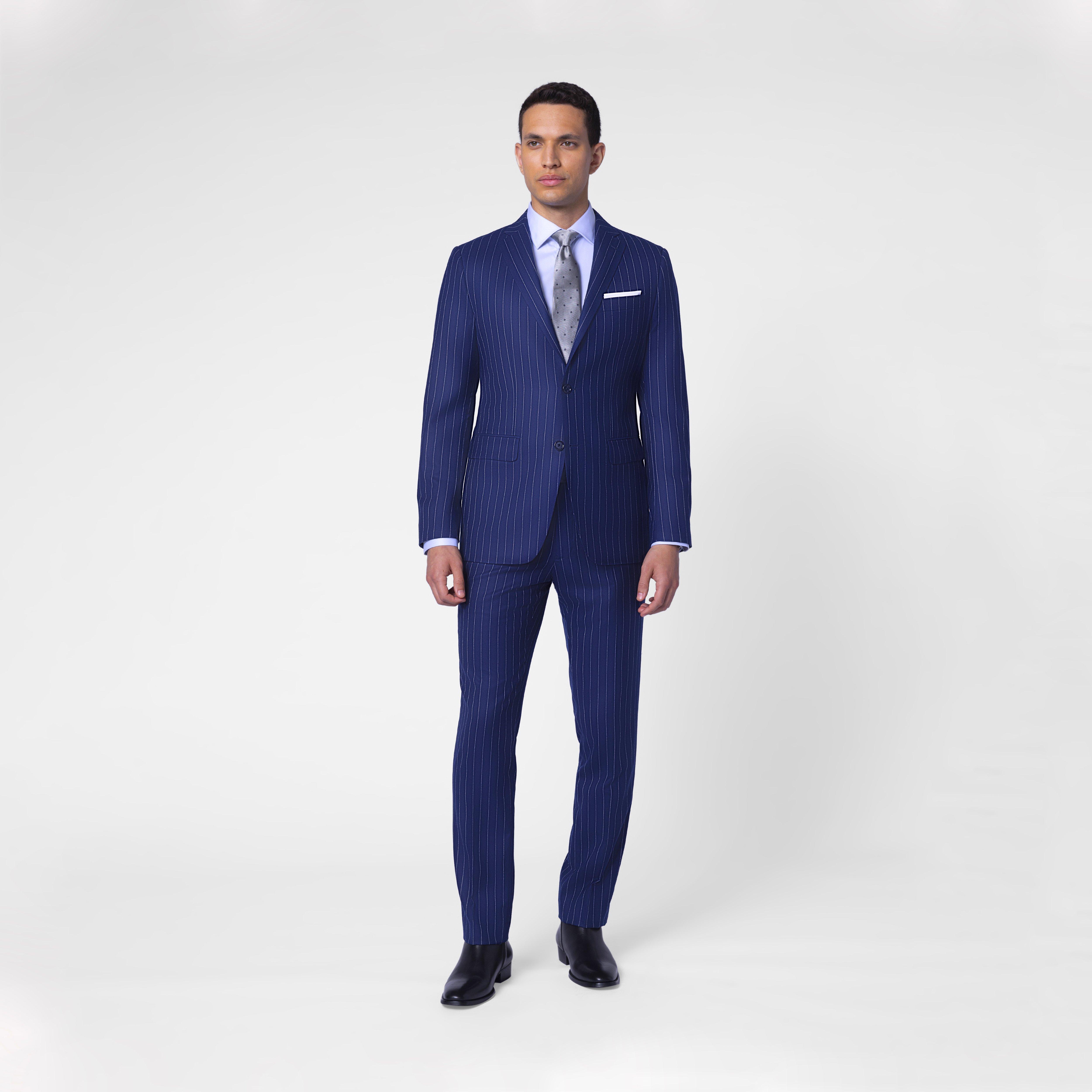 Custom Suits Made For You - Harrogate Chalk Stripe Navy Suit
