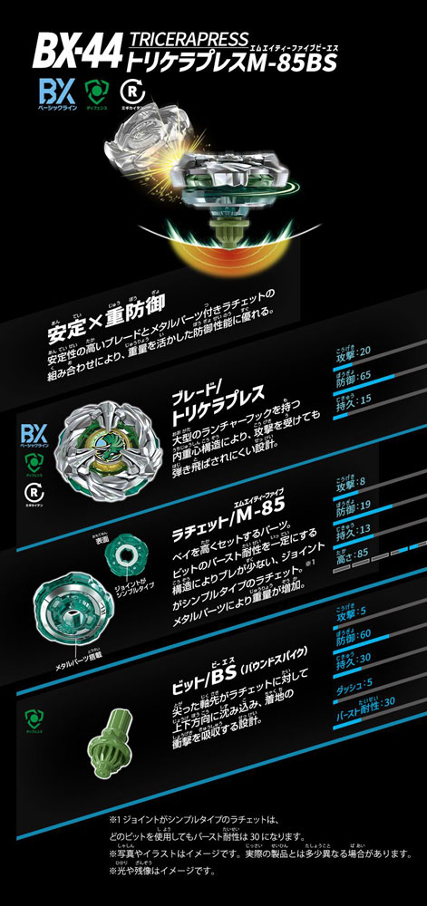 ベイブレードX BEYBLADE X BX-44 トリケラプレスM-85BS 【ベイブレード
