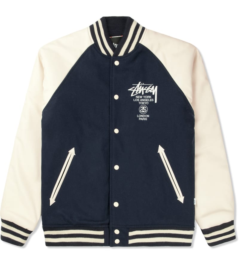 Stüssy - Dark Navy World Tour Wool Jacket | HBX