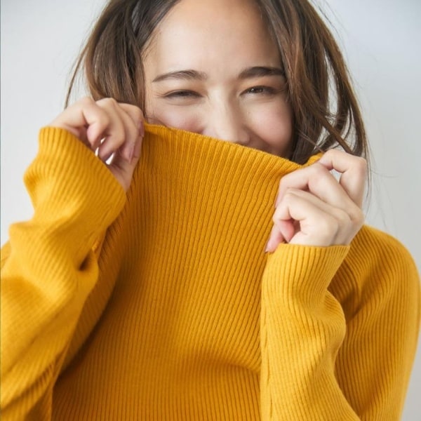 絶妙なゆるピタ洗濯機可】ちくちくしにくい リブハイネックやわらか