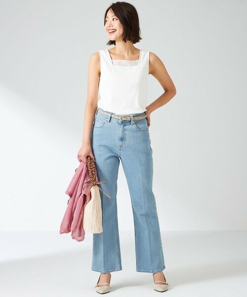 セール】 【洗える】シアーコンビスクエアネック タンクトップ