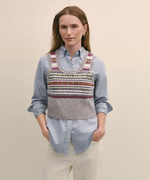 セール】 ラムズウール フェアアイル ノースリーブセーター （ベスト