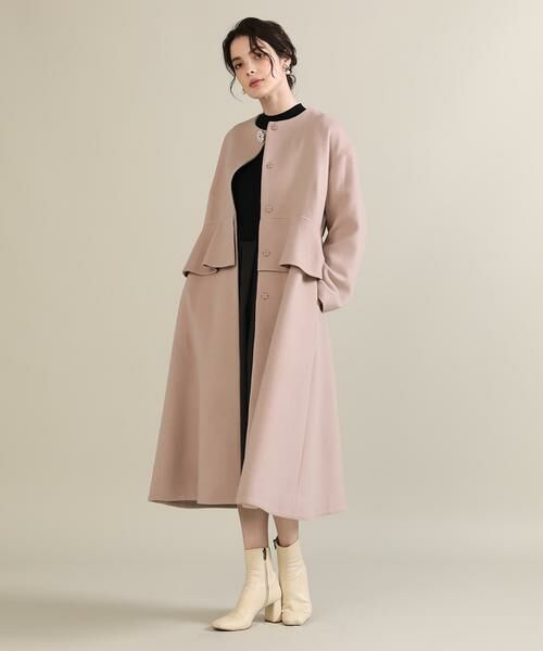 セール】 《大きいサイズ》フリルデザインコート《Super110's Wool