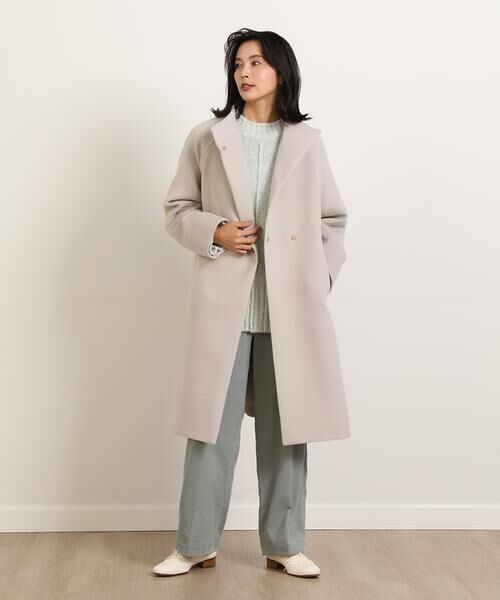セール】 《大きいサイズ》スタンドカラーアンゴラミックスコート
