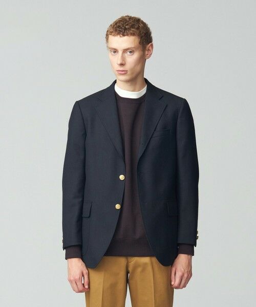 定番】ペピンメリノサキソニー 紺ブレザー / 総裏地 （テーラード