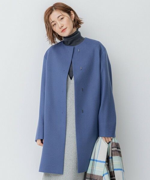 セール】 ウールカシミヤビーバー ノーカラー コート （その他アウター