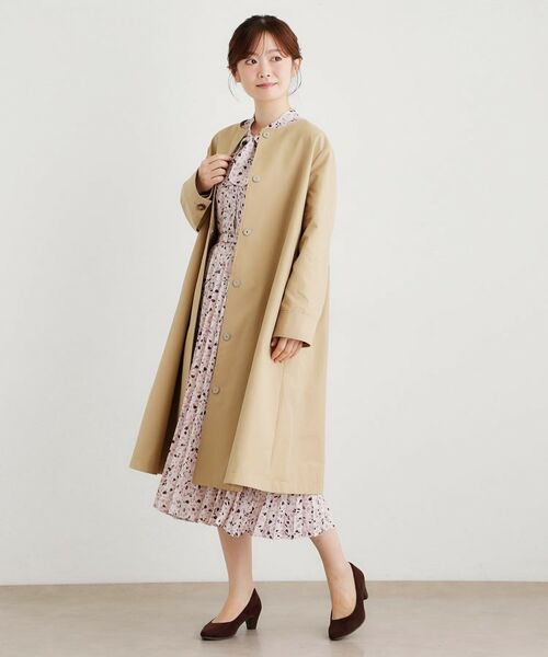 セール】 【袖裏柄あり】ノーカラーロングコート （その他アウター