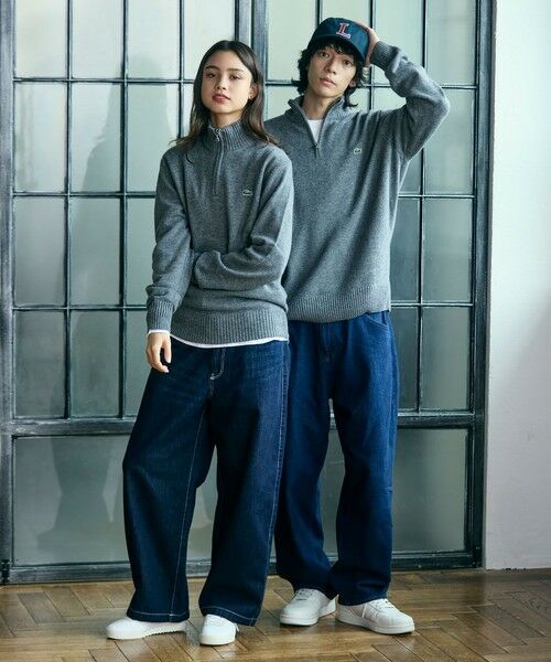 ハイネックハーフジップ ウールニットセーター （ニット・セーター