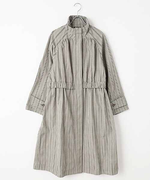 セール】 先染めメモリーウェザーチェックスタンドカラーコート