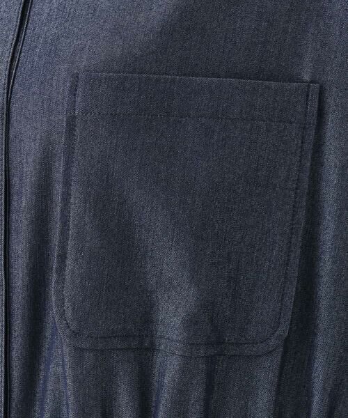 デニムライク前開きワンピース/洗える （ロング・マキシ丈ワンピース