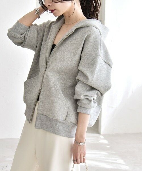 quaranciel:〈洗濯機可能〉ポンチ ダブルジップ スウェット パーカー