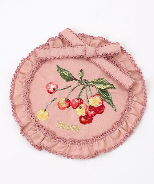 セール】 野ばらとチェリー刺繍ワッペン （ブローチ・コサージュ