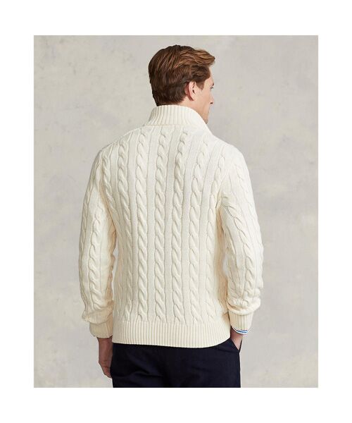 ケーブルニット コットン クォータージップ セーター （ニット
