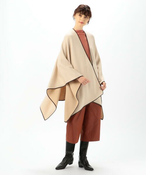 セール】 ウールコットンダブルフェイス ポンチョ （ポンチョ