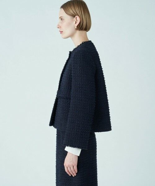 セール】 ミックスヤーンツイード ノーカラージャケット （ノーカラー