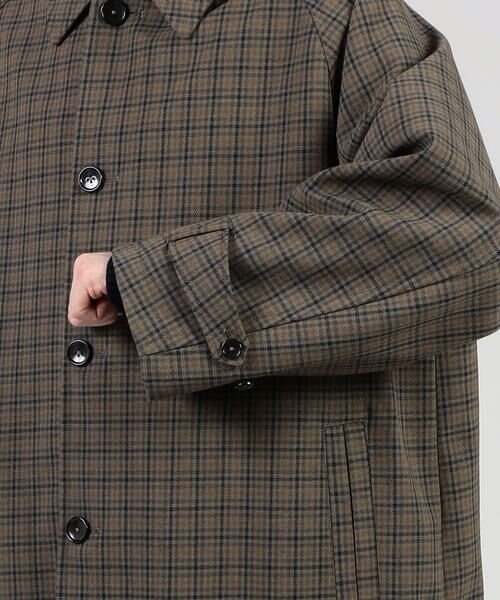 セール】 ウールボンディング ガンクラブチェックステンカラーコート