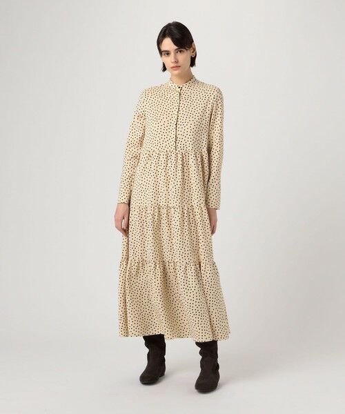 セール】 ドットプリント ティアードワンピース （ロング・マキシ丈