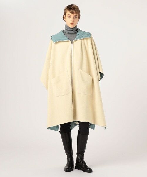セール】 レーヨンウール リバーシブルポンチョ （ダッフルコート