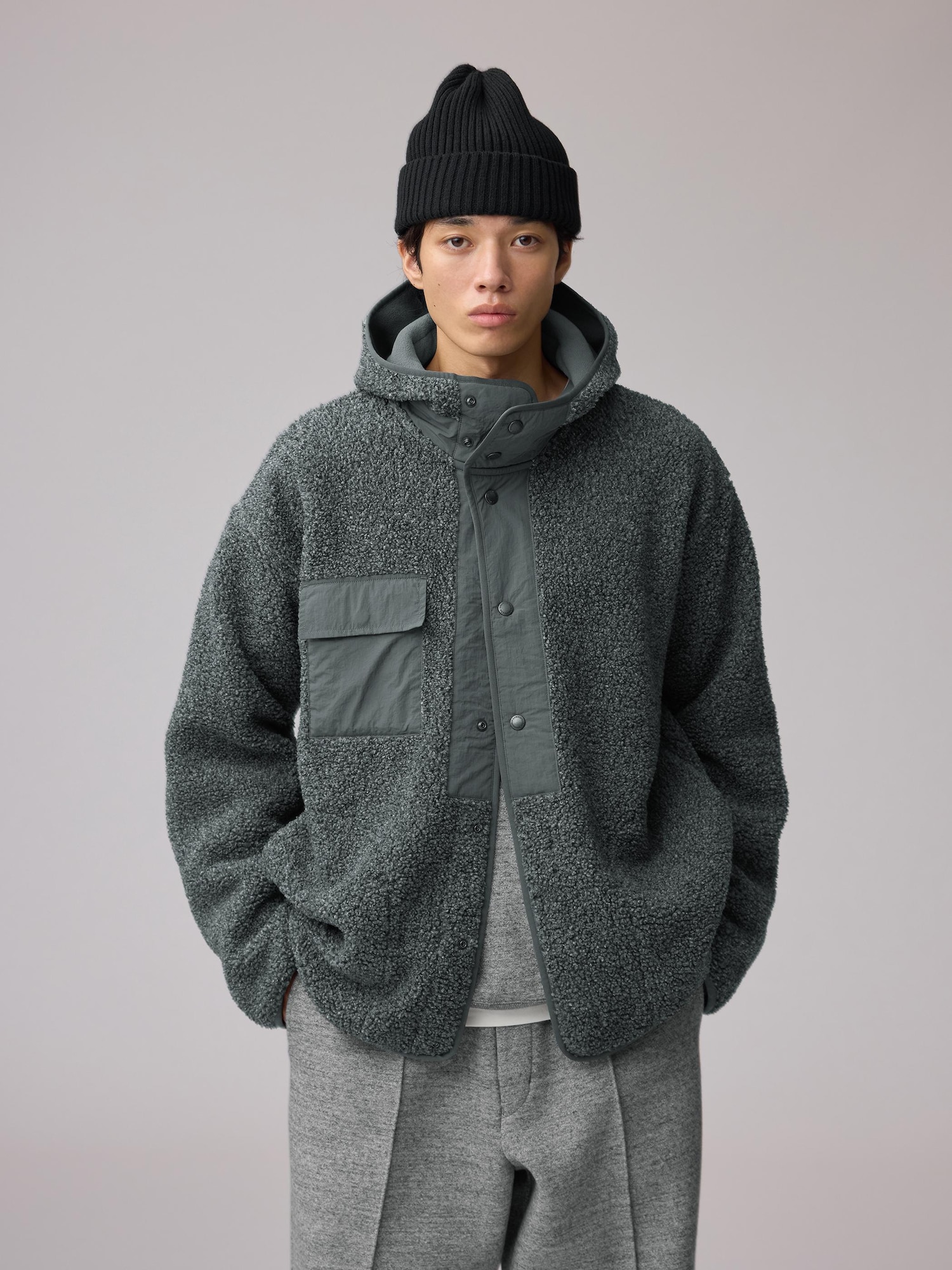 Faux Shearling Fleece Snap Hoodie | ENGINEERED GARMENTS | GU US