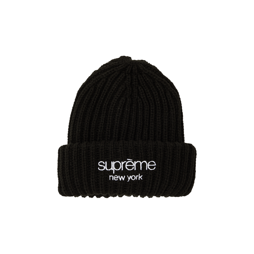 Buy Supreme Classic Logo Chunky Ribbed Beanie 'Black' - FW23BN90