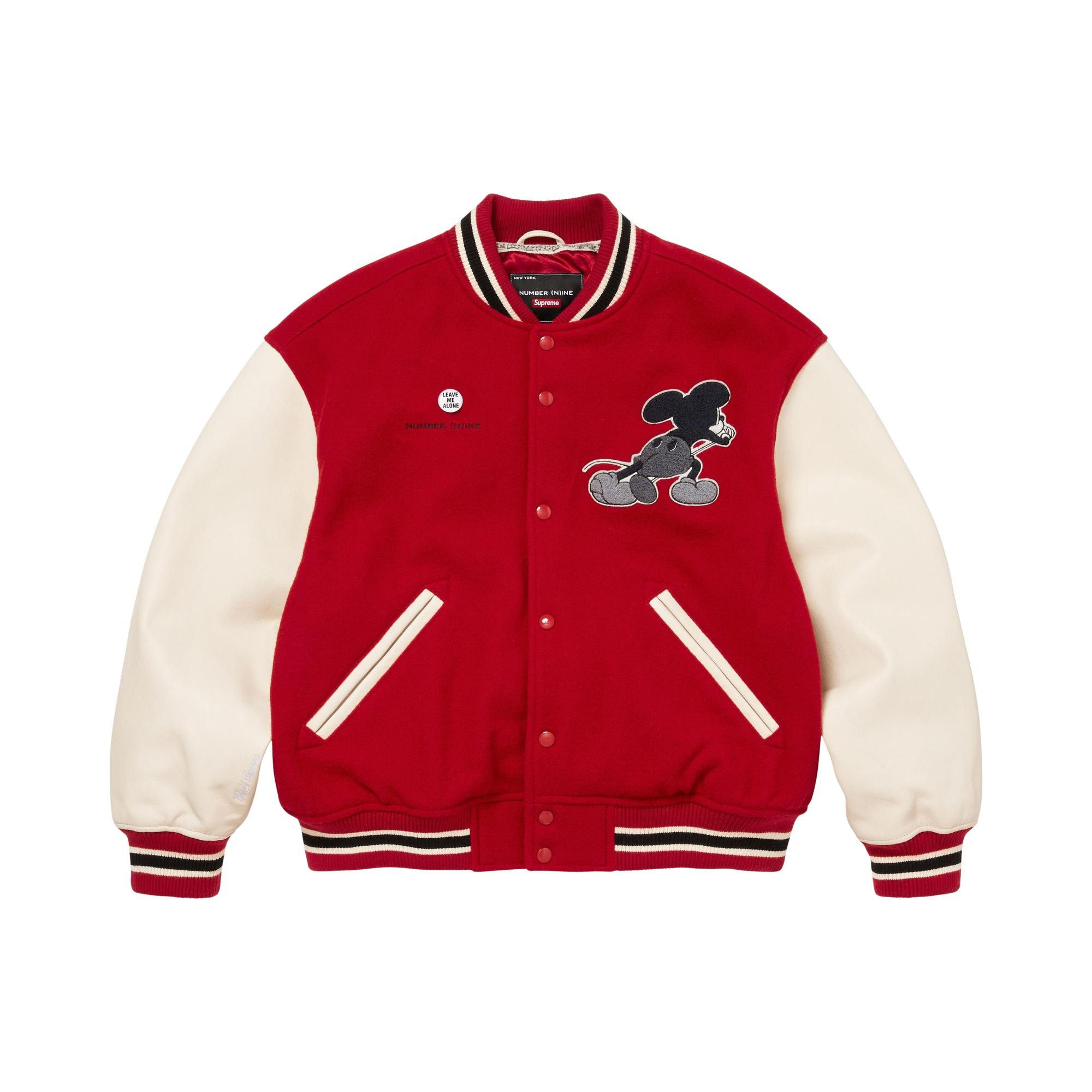 Buy Supreme x Number (N)Ine x Mickey Mouse Varsity Jacket 'Red