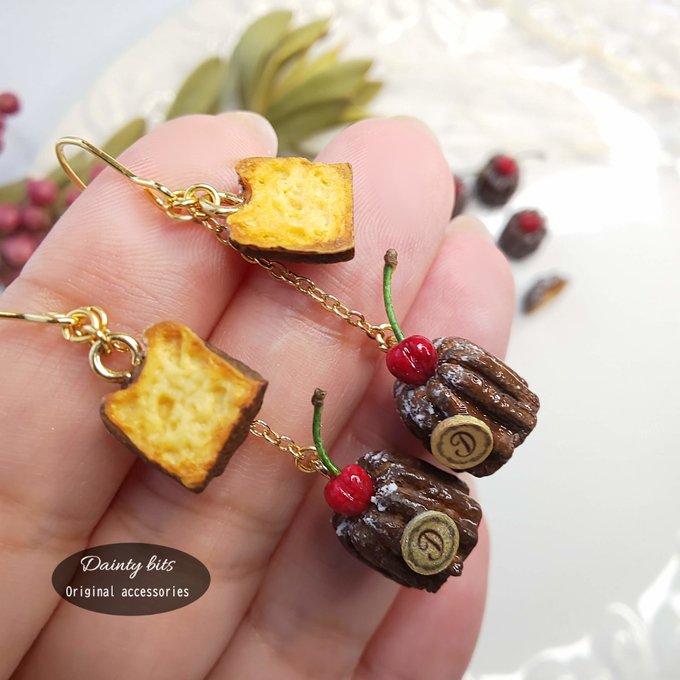 さくらんぼカヌレピアス＆イヤリング ミニチュア - Dainty bits'S