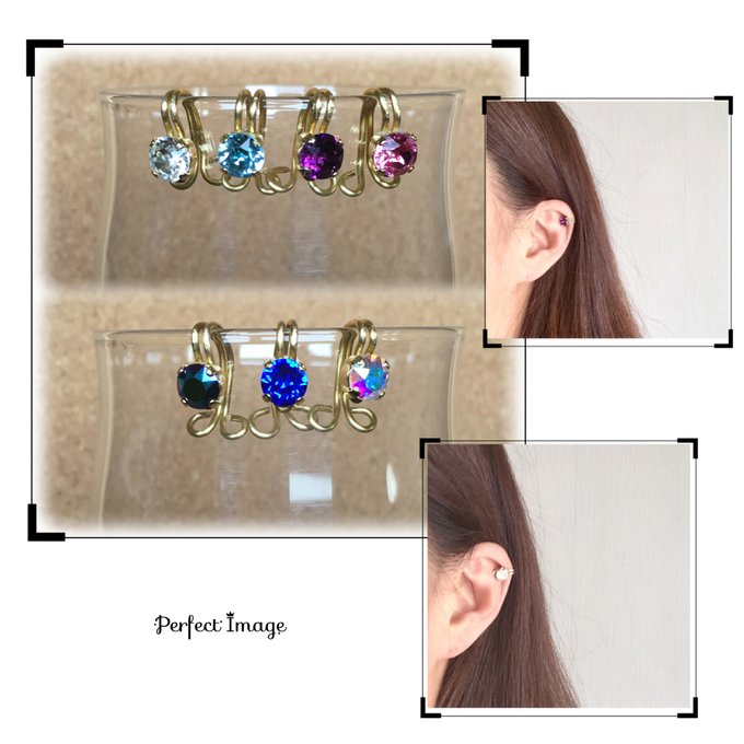 人気♡ 選べる7色 一粒スワロフスキーのイヤーカフ(片耳用) - M's