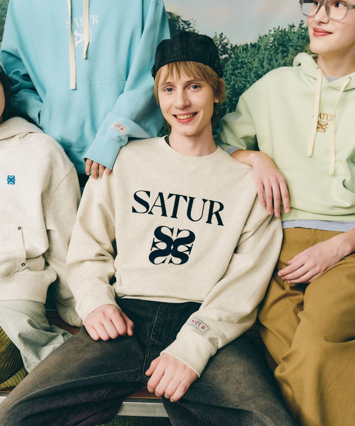 MUSINSA | SATUR Classic logo sweatshirt melange ivory