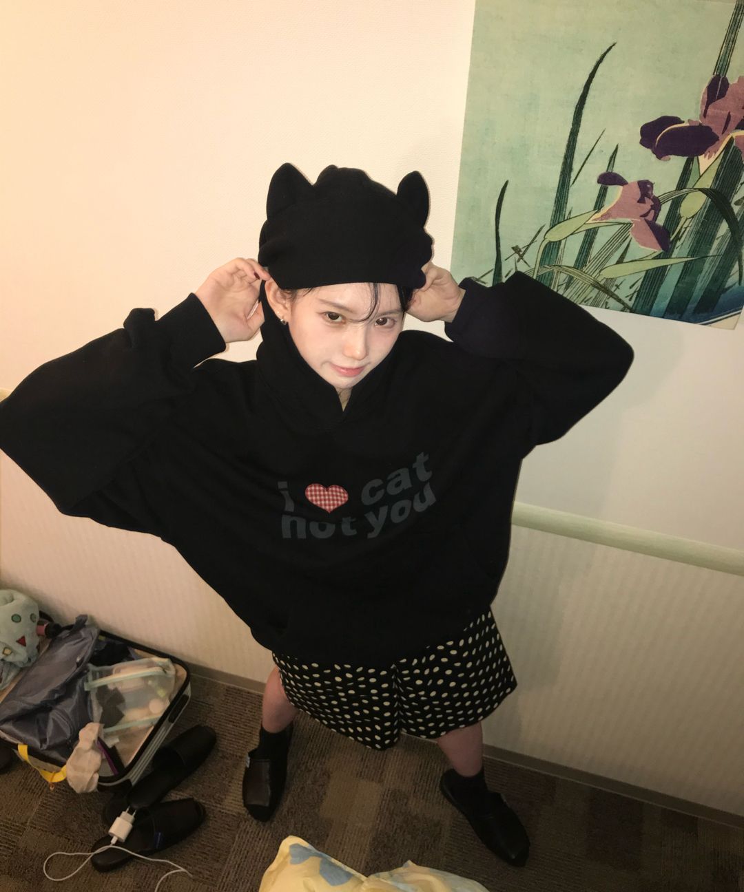 MUSINSA | ITZAVIBE I LOVE CAT NOT YOU CAT EAR HOODIE