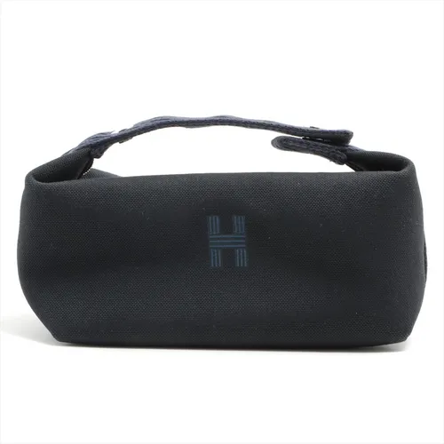 エルメス ブリッド ア ブラックPM キャンバス ポーチ ネイビー A