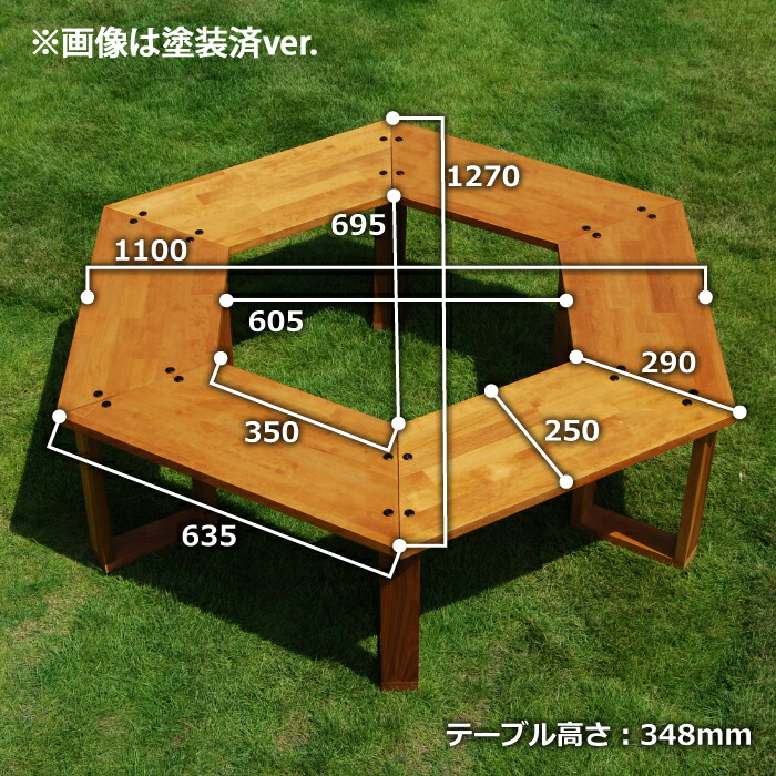 ヘキサテーブル 6角/焚き火テーブル シルバー ガルバ クリップ接続