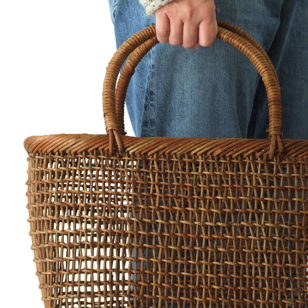 楽天市場】秋田県 あけび蔓細工 あけびかご 手提げかご 特上透かし編み