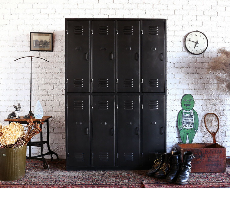楽天市場】ロッカー 2段 4列 チェスト ロッカー アイアン家具 男前