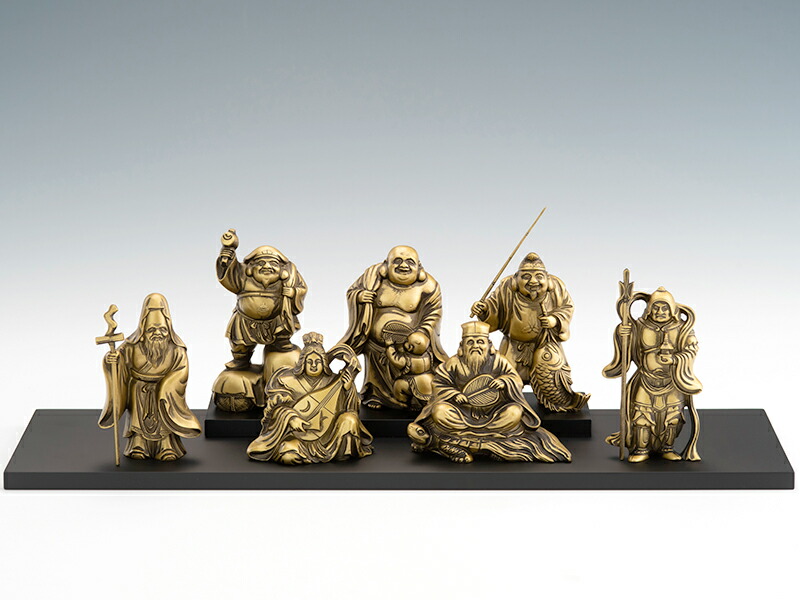 楽天市場】縁起物 置物 七福神〔飾り台付き〕シルキーゴールド 日本製