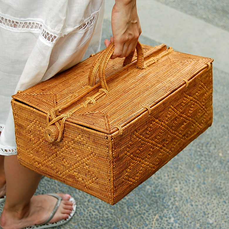 楽天市場】アタ製カゴバッグ ランチバッグL カゴバッグ 収納バスケット